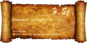 Handel Szigfrid névjegykártya